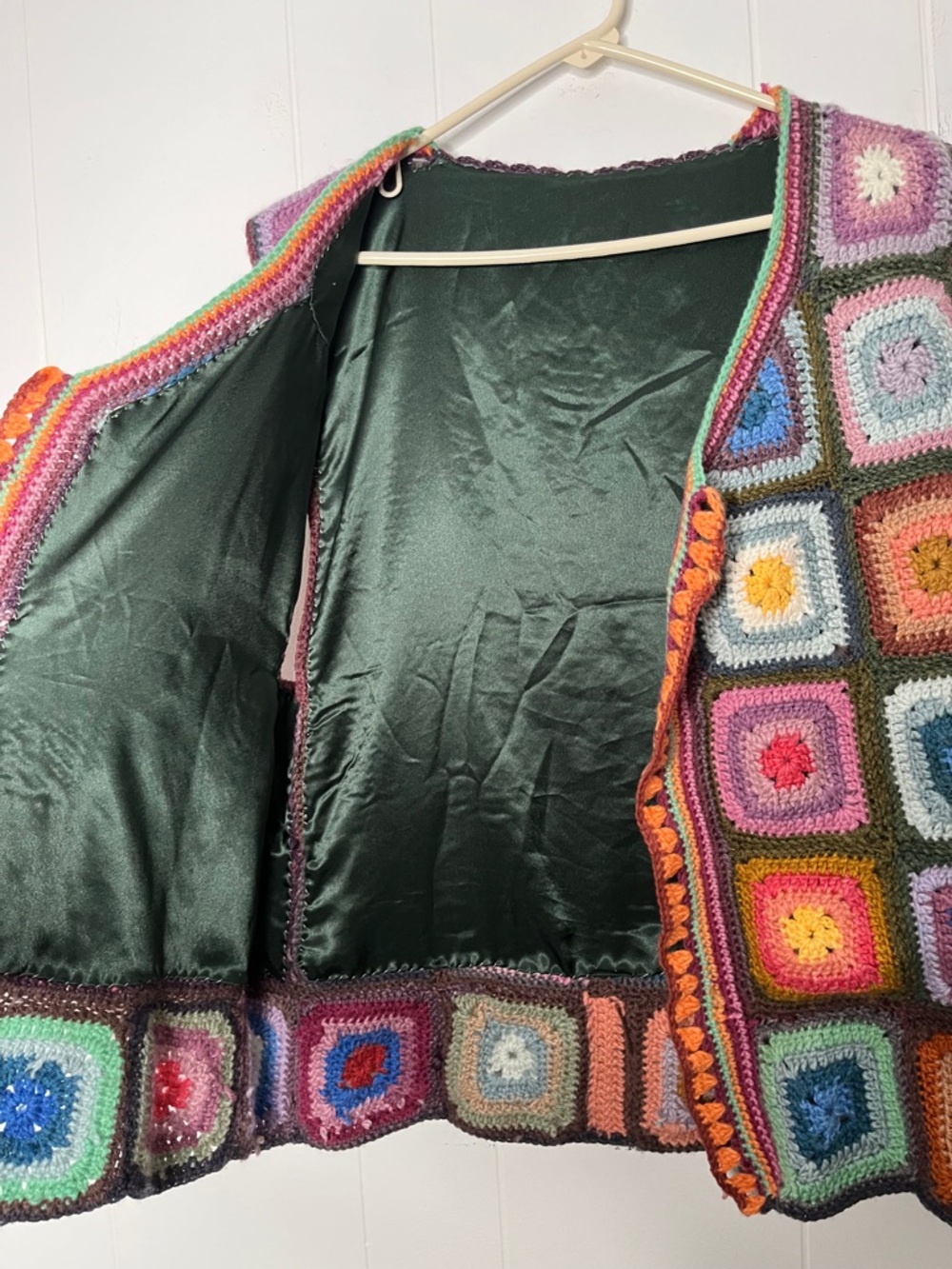 Handmade Multicolor Crochet Granny Square Vest - Picture 4 of 9